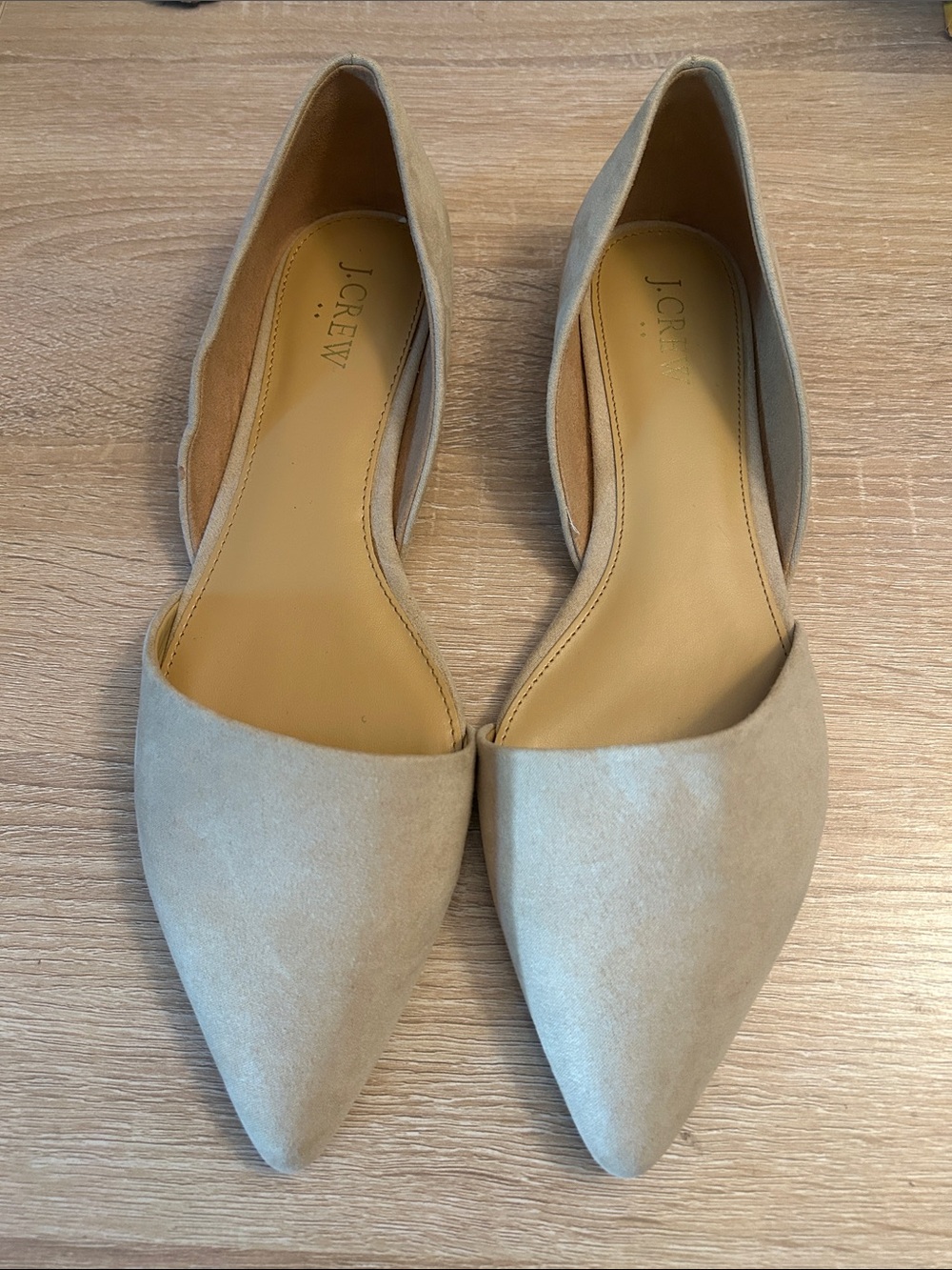 NWOB J Crew Zoe Sueded d'Orsay Flats in Beige BH954 - Size 9